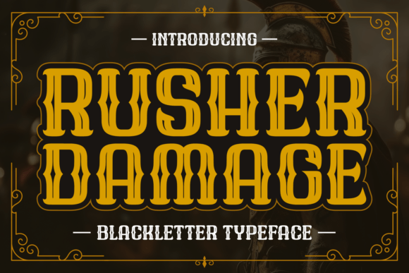 Rusher Damage: A Bold Vintage Typeface for Modern Design